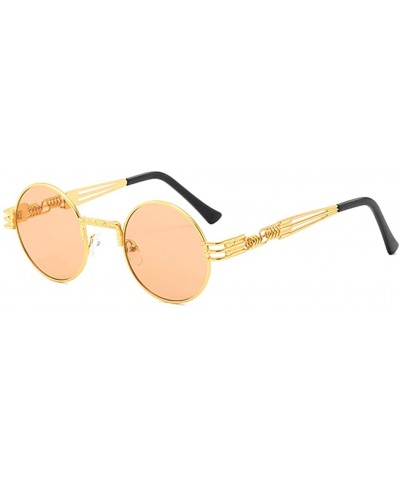 Round Retro Spring Legs Round Frame Glasses Steampunk Trendy Men Women Sunglasses - Bw - C718XAUOT3O $18.01