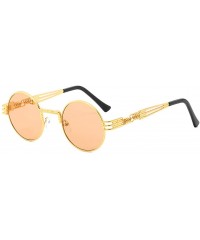 Round Retro Spring Legs Round Frame Glasses Steampunk Trendy Men Women Sunglasses - Bw - C718XAUOT3O $10.67