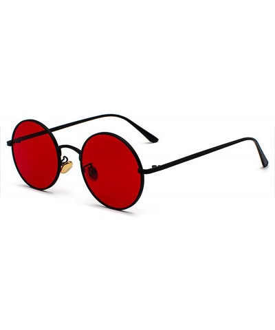 Goggle Women Sunglasses Red Lenses Round Metal Frame Vintage Retro Glasses Sun Men Unisex Birthday Gifts - CD197Y6N86Z $64.40
