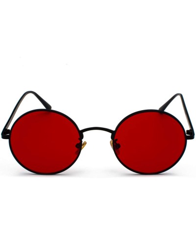 Goggle Women Sunglasses Red Lenses Round Metal Frame Vintage Retro Glasses Sun Men Unisex Birthday Gifts - CD197Y6N86Z $53.55