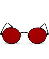 Goggle Women Sunglasses Red Lenses Round Metal Frame Vintage Retro Glasses Sun Men Unisex Birthday Gifts - CD197Y6N86Z $53.55