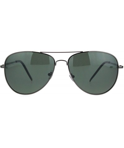 Aviator Polarized Lens Mens Classic Pilots Metal Rim Officer Style Sunglasses - Gunmetal Green - C118L947ALM $24.68