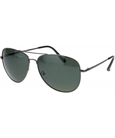 Aviator Polarized Lens Mens Classic Pilots Metal Rim Officer Style Sunglasses - Gunmetal Green - C118L947ALM $10.90