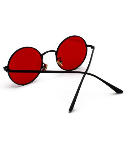 Goggle Women Sunglasses Red Lenses Round Metal Frame Vintage Retro Glasses Sun Men Unisex Birthday Gifts - CD197Y6N86Z $53.55