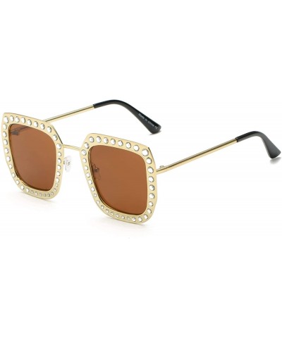 Goggle Women Square Fashion Sunglasses - Brown - CG18WQ6ZYET $24.24