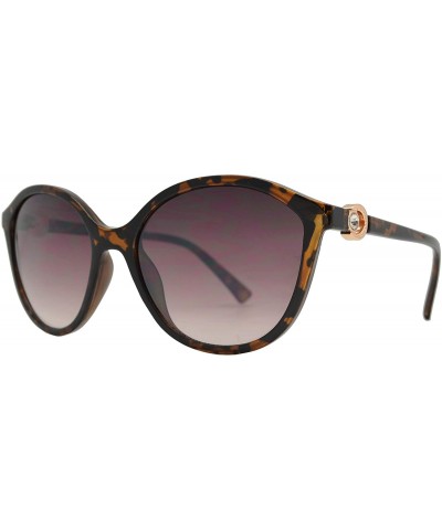 Round Round CatEye Sunglasses with Rhinestone for Women - Tortoise + Brown - CW18OOYOK4H $13.40