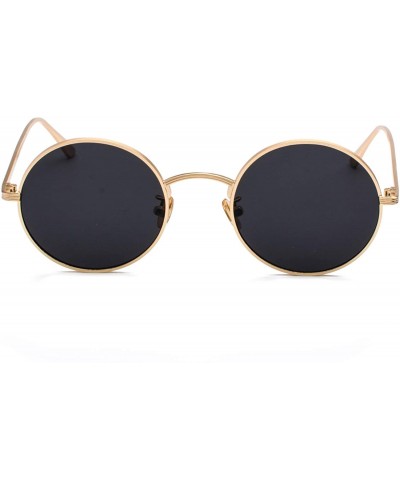 Goggle Women Sunglasses Red Lenses Round Metal Frame Vintage Retro Glasses Sun Men Unisex Birthday Gifts - CD197Y6N86Z $53.55