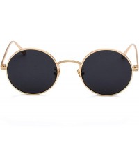 Goggle Women Sunglasses Red Lenses Round Metal Frame Vintage Retro Glasses Sun Men Unisex Birthday Gifts - CD197Y6N86Z $53.55