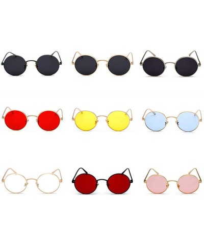 Women Sunglasses Red Lenses Round Metal Frame Vintage Retro Glasses Sun ...