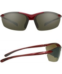Semi-rimless Quality TR90 Sunglasses Semi Rimless for Running- Golf- Cycling and Tennis - Red - C512EXJTTAB $17.36