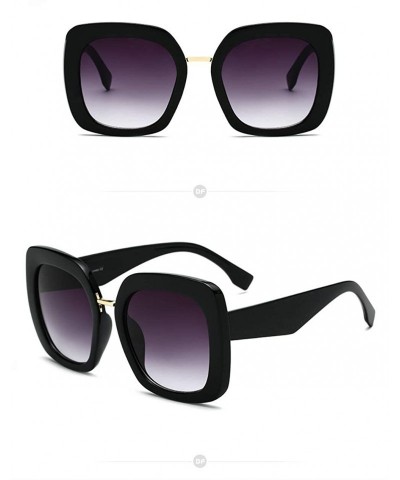 Square Retro Square Sunglasses Ladies Oversized Sunglasses Ladies Luxury Big Frame Glasses - CG198QKHIA5 $27.16