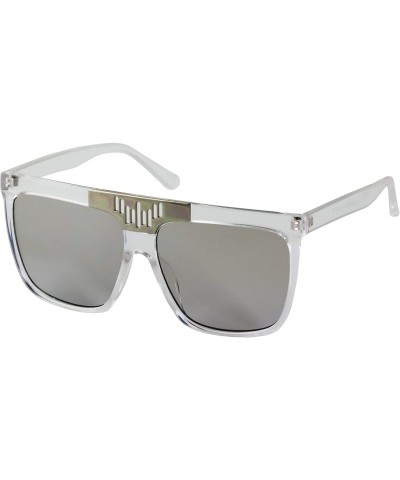 Aviator Oversized Aviator Sunglasses Flat Top Square Vintage Retro Women Fashion Shades - Clear Transparent - C718O8RKAHX $18.22