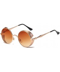 Round Gothic box windproof fashion sunglasses Europe and the United States tide - Gold Frame - CO183KUCQR9 $18.28