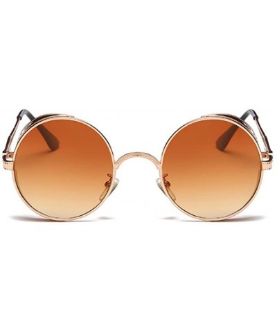 Round Gothic box windproof fashion sunglasses Europe and the United States tide - Gold Frame - CO183KUCQR9 $18.28