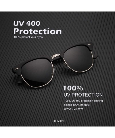 Round Polarized Sunglasses for Men and Women Semi-Rimless Frame Driving Sun glasses 100% UV Blocking - CK18OXTY0RK $24.82