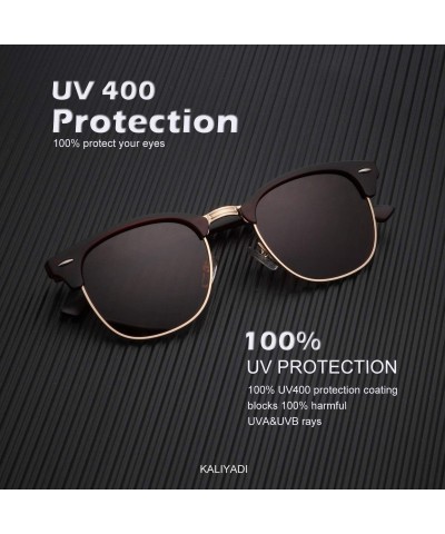 Round Polarized Sunglasses for Men and Women Semi-Rimless Frame Driving Sun glasses 100% UV Blocking - CK18OXTY0RK $24.82