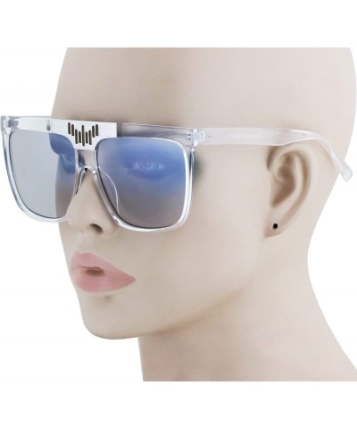 Aviator Oversized Aviator Sunglasses Flat Top Square Vintage Retro Women Fashion Shades - Clear Transparent - C718O8RKAHX $7.19