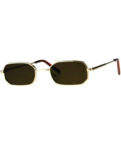 Rectangular Rectangular Heptagon Shape Sunglasses Small Indie Fashion Shades UV 400 - Gold (Brown) - CH18GGC98ZY $19.19
