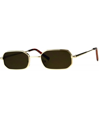 Rectangular Rectangular Heptagon Shape Sunglasses Small Indie Fashion Shades UV 400 - Gold (Brown) - CH18GGC98ZY $8.56