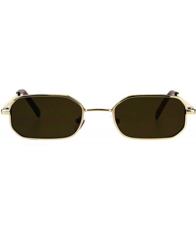 Rectangular Rectangular Heptagon Shape Sunglasses Small Indie Fashion Shades UV 400 - Gold (Brown) - CH18GGC98ZY $8.56