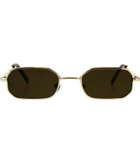 Rectangular Rectangular Heptagon Shape Sunglasses Small Indie Fashion Shades UV 400 - Gold (Brown) - CH18GGC98ZY $8.56