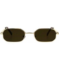 Rectangular Rectangular Heptagon Shape Sunglasses Small Indie Fashion Shades UV 400 - Gold (Brown) - CH18GGC98ZY $8.56