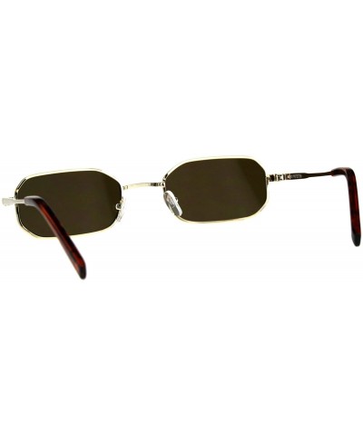 Rectangular Rectangular Heptagon Shape Sunglasses Small Indie Fashion Shades UV 400 - Gold (Brown) - CH18GGC98ZY $8.56