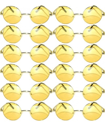Round 12 Round Retro Vintage Circle Tint Sunglasses Metal Frame Colored Lens Small lens - Round_43_silv_yellow_12p - C3185U2T...