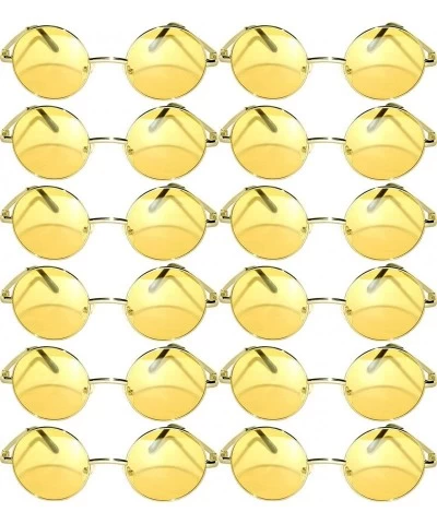 Round 12 Round Retro Vintage Circle Tint Sunglasses Metal Frame Colored Lens Small lens - Round_43_silv_yellow_12p - C3185U2T...