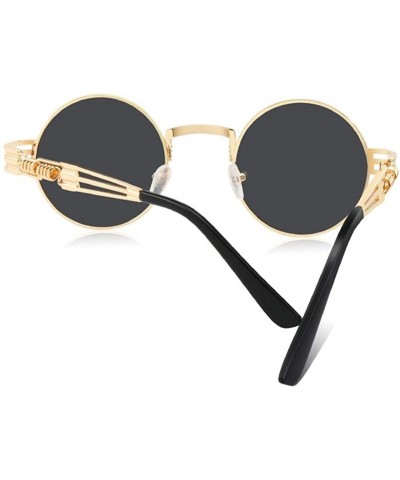 Round Steampunk Round Sunglasses Women Brand Designer Polarized Black Pink Eyeglasses Men Metal Spring Legs - C1198U5X9X7 $8.29