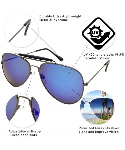 Aviator Classic Aviator Sunglasses Lightweight Metal Frame Polarized Lens - Style 2- Black/Purple - CB195ZX8EE8 $14.02