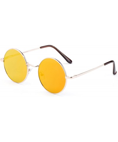 Round Newbee Fashion Polaroid Inspired Sunglasses - 2 Pack Orange & Green - CK184O7U68U $13.02