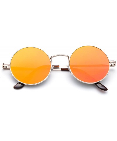 Round Newbee Fashion Polaroid Inspired Sunglasses - 2 Pack Orange & Green - CK184O7U68U $13.02