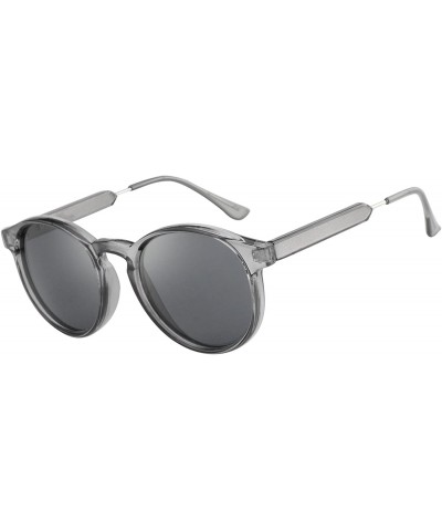 Sport Classic Vintage Circle Frame Sunglasses for Men Women HD2004 - Grey - CW17YC579WW $20.40