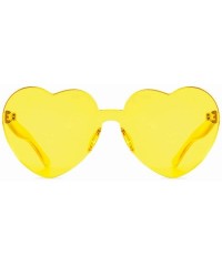 Round One Piece Heart Shaped Rimless Sunglasses Transparent Candy Color Eyewear - 2817-yellow - C118E0GWNWW $17.25