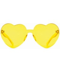 Round One Piece Heart Shaped Rimless Sunglasses Transparent Candy Color Eyewear - 2817-yellow - C118E0GWNWW $11.12