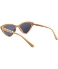 Cat Eye Womens Metal Stud Trim Gothic Cat Eye Plastic Sunglasses - Tan Solid Black - CV18YTLI2DZ $11.65