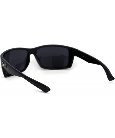 Sport 90s Classic Rectangular Cholo Gangster Biker Style Sunglasses - Shiny Black - C8195EDSL0I $9.84