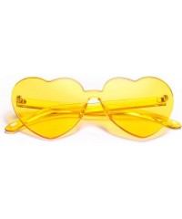Round One Piece Heart Shaped Rimless Sunglasses Transparent Candy Color Eyewear - 2817-yellow - C118E0GWNWW $17.25
