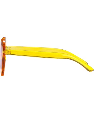 Round One Piece Heart Shaped Rimless Sunglasses Transparent Candy Color Eyewear - 2817-yellow - C118E0GWNWW $17.48