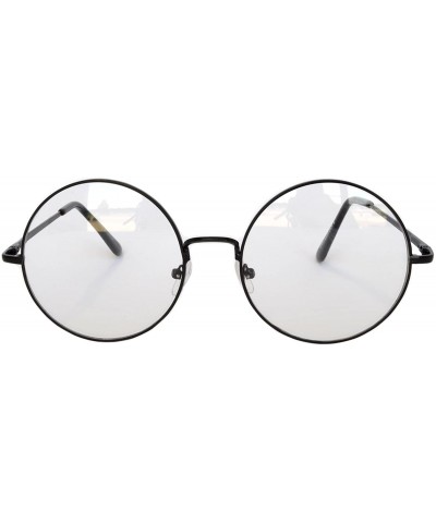 Round Round Retro Vintage Circle Style Sunglasses Colored Metal Frame Small frame 43 mm and 55 mm - 56_black_clear - CG184WUK...