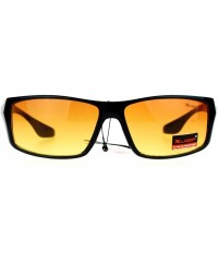 Rectangular Mens High Definition HD Driving Amber Lens Rectangular Plastic Sport Sunglasses - Black - CR119QO9N8N $10.58