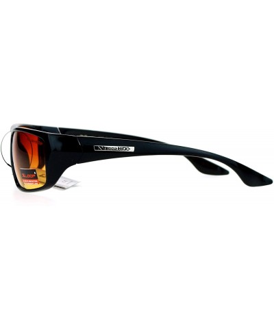Rectangular Mens High Definition HD Driving Amber Lens Rectangular Plastic Sport Sunglasses - Black - CR119QO9N8N $10.58
