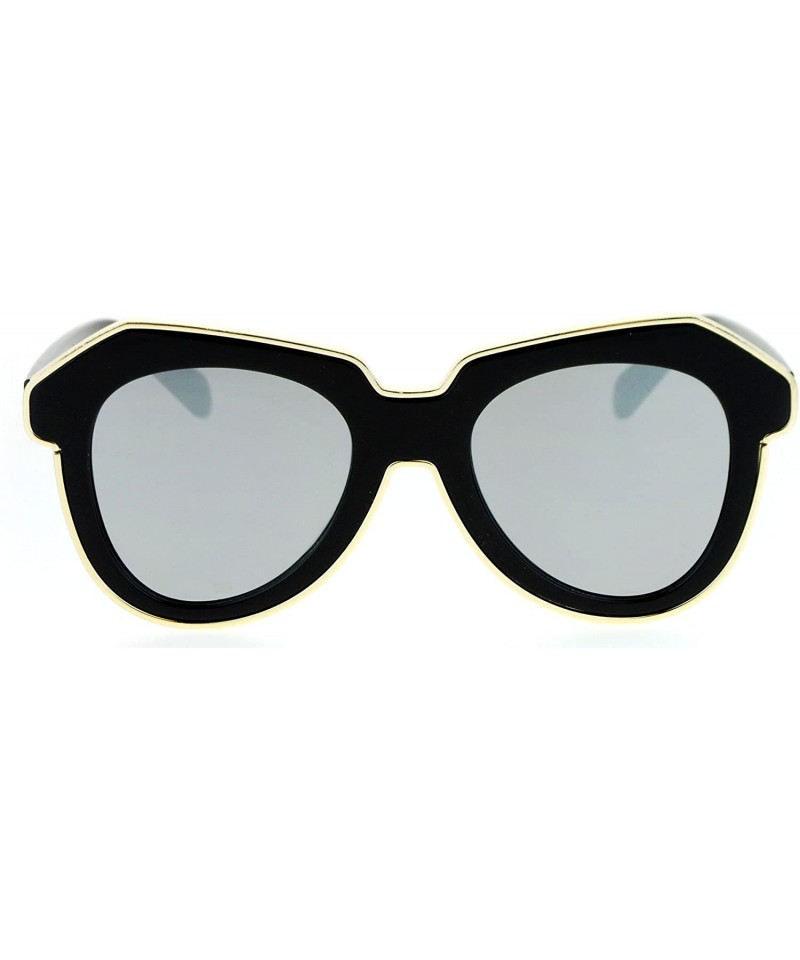 Oversized Flat Mirrored Diva Thick Plastic Horn Rim Eyebrow Womens Sunglasses - Black Mirror - CM12O18K5EM $22.33
