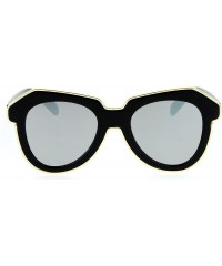 Oversized Flat Mirrored Diva Thick Plastic Horn Rim Eyebrow Womens Sunglasses - Black Mirror - CM12O18K5EM $22.33