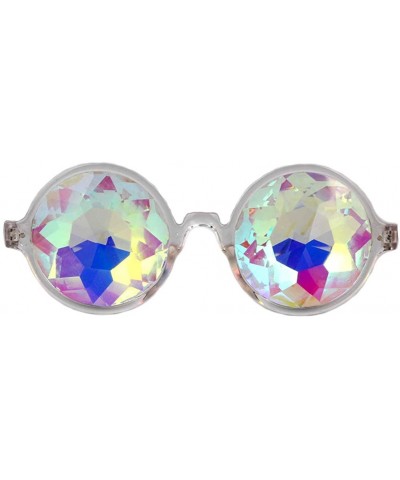 Goggle Kaleidoscope Glasses- Rainbow Prism Sunglasses Crystal Lens Goggles - White - CA18SM978DI $15.49