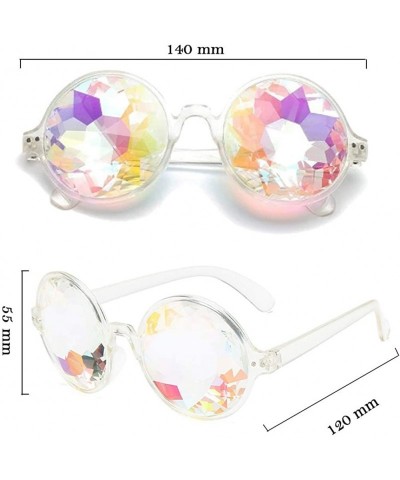 Goggle Kaleidoscope Glasses- Rainbow Prism Sunglasses Crystal Lens Goggles - White - CA18SM978DI $15.49