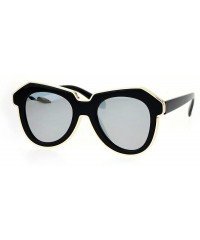 Oversized Flat Mirrored Diva Thick Plastic Horn Rim Eyebrow Womens Sunglasses - Black Mirror - CM12O18K5EM $22.33