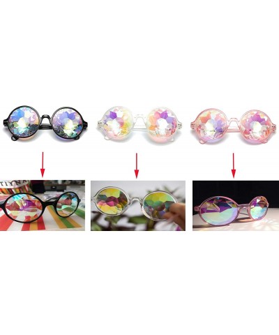 Goggle Kaleidoscope Glasses- Rainbow Prism Sunglasses Crystal Lens Goggles - White - CA18SM978DI $15.49