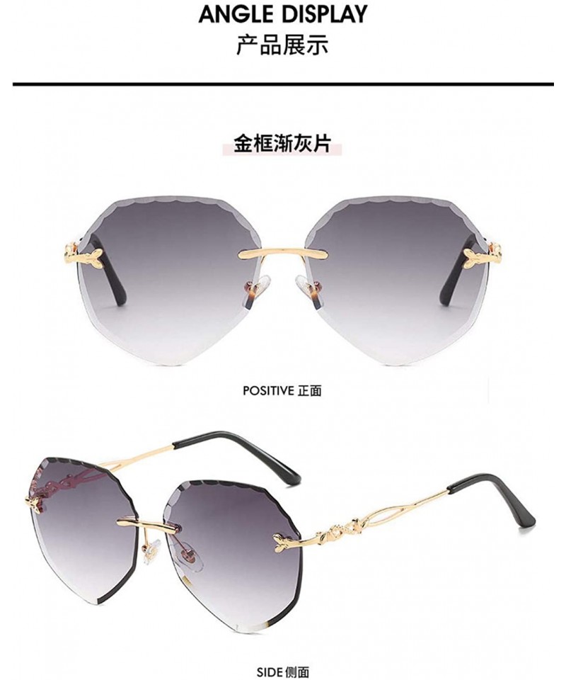 Rimless Cut Edge Sunglasses Irregular Ocean Slice Sunglasses for Lady ...